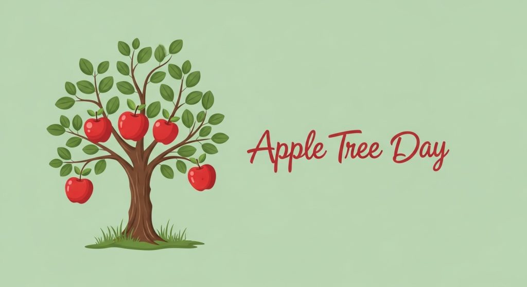 Apple Tree Day Banner with Cartoon Apple Tree Illustration - Feature Image Jan 122