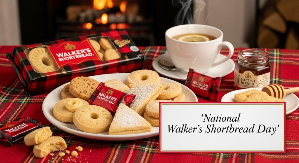 Scottish Shortbread Cookies, Warm Tea, Honey, and Plaid by Cozy Fireplace - Feature Image Jan 129