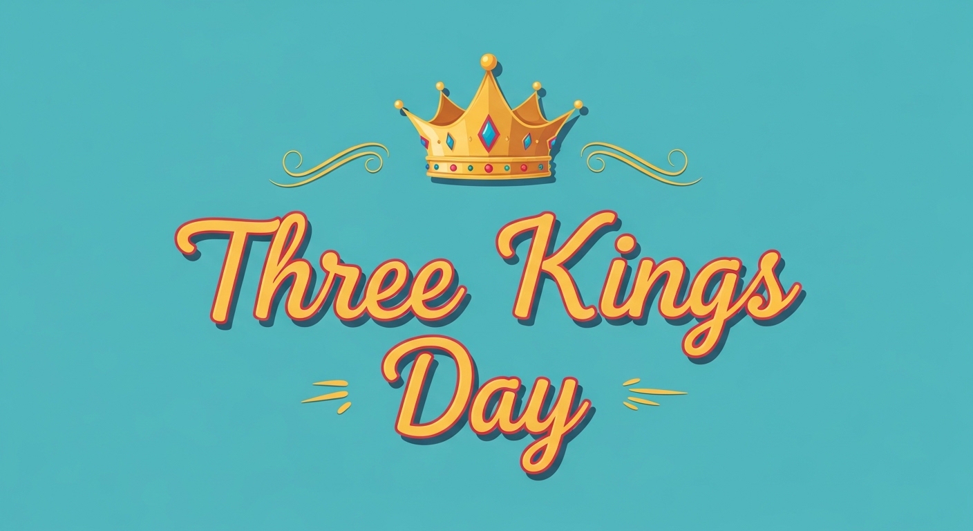 Three Kings Day Holiday Greeting with Golden Crown. Epiphany Celebration Design. - Feature Image Jan 130
