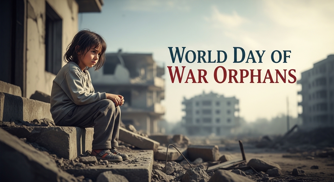 World Day of War Orphans: Solemn Child Amidst Devastation, Reflecting the Human Toll of Conflict - Feature Image Jan 132