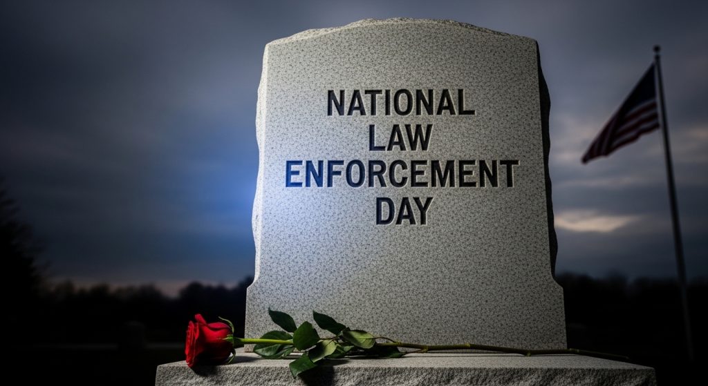 National Law Enforcement Day Commemoration with Rose and US Flag - Feature Image Jan 156