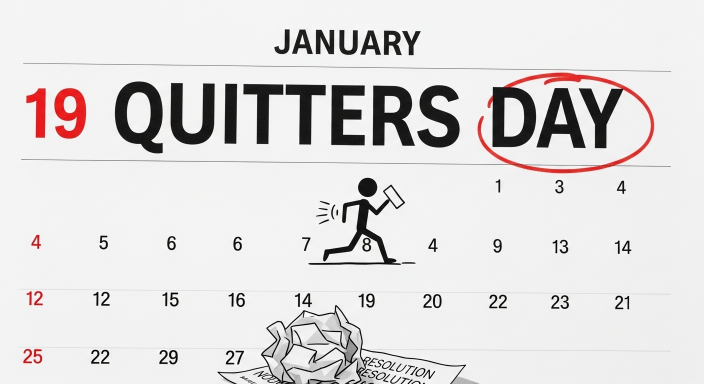 Quitter's Day on January 19th Calendar with Discarded New Year Resolution - Feature Image Jan 159