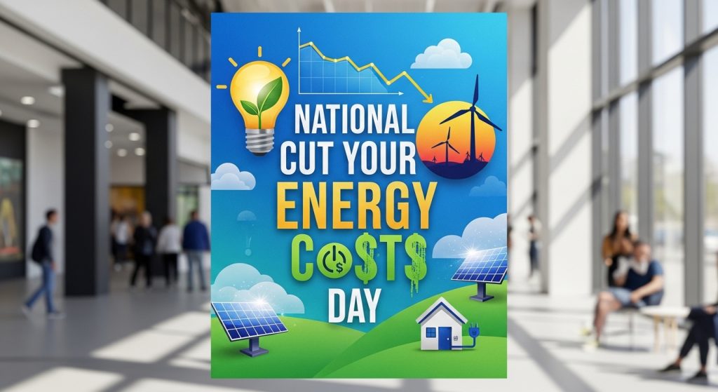 National Energy Saving Day Banner with Renewable Power Icons - Feature Image Jan 164