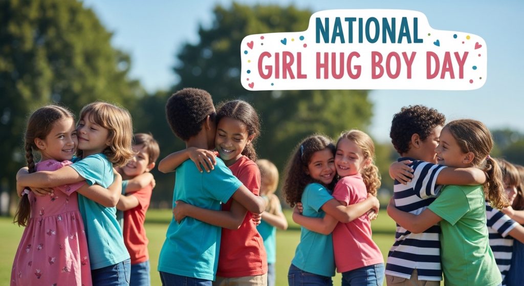 National Girl Hug Boy Day: Diverse Children Embracing with Joy Outdoors - Feature Image Jan 178