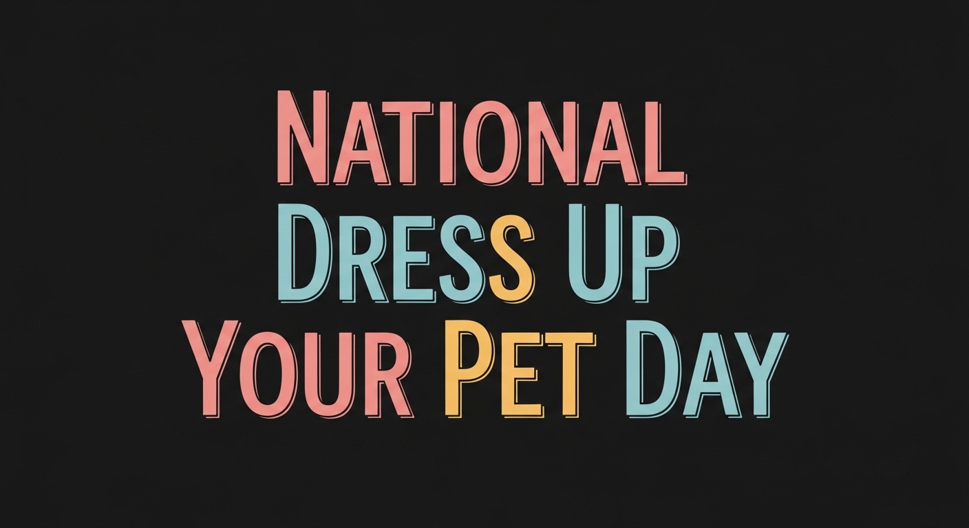 National Dress Up Your Pet Day Event. Festive Animal Costume Holiday Typography on Dark Background. - Feature Image Jan 215