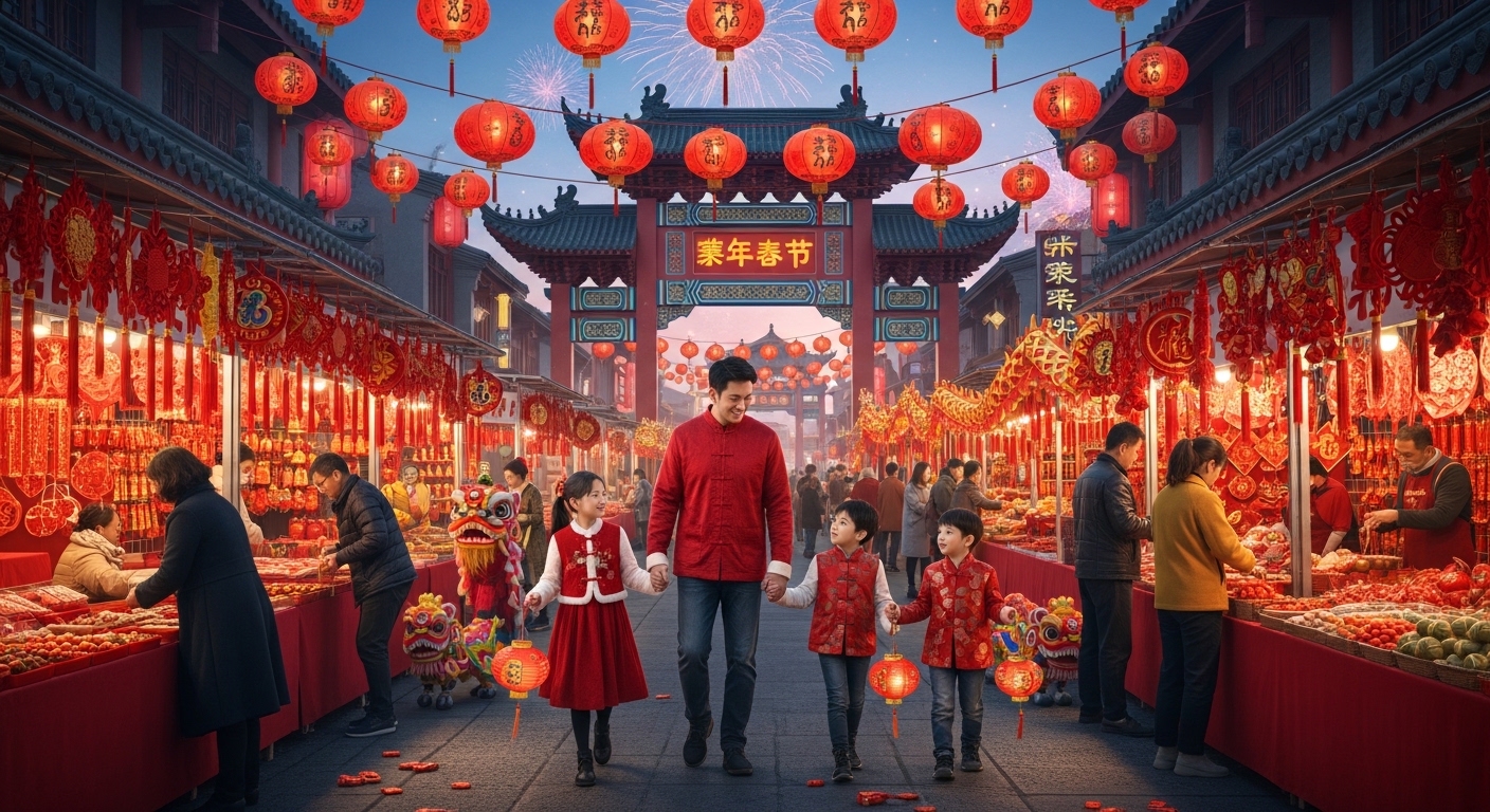 Family Celebrating Lunar New Year at Festive Market - Feature Image Jan 229