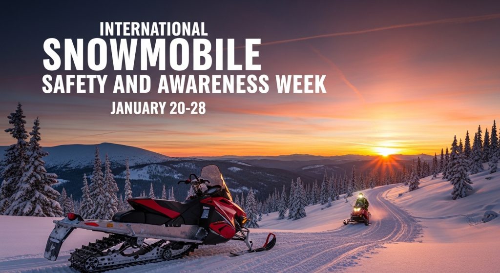 International Snowmobile Safety and Awareness Week, January 20-28. Winter mountains at sunset. - Feature Image Jan 254