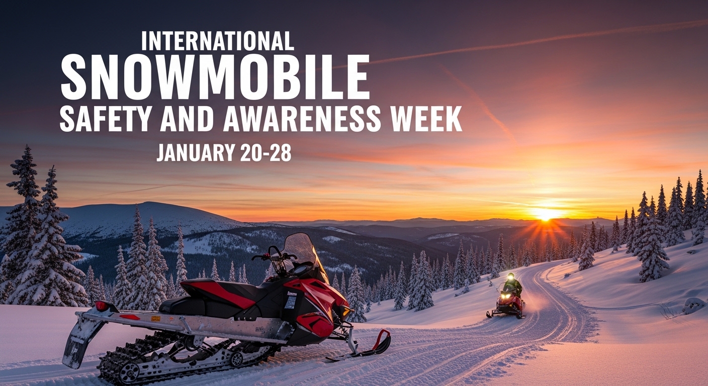 International Snowmobile Safety and Awareness Week, January 20-28. Winter mountains at sunset. - Feature Image Jan 254