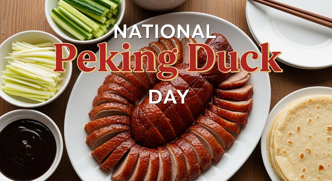 National Peking Duck Day Feast with Crispy Duck, Pancakes, and Condiments - Feature Image Jan 257