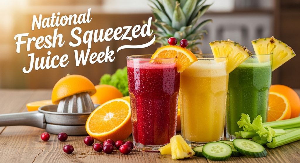 National Fresh Squeezed Juice Week: Vibrant Fruit & Vegetable Juices, Healthy Refreshment - Feature Image Jan 264