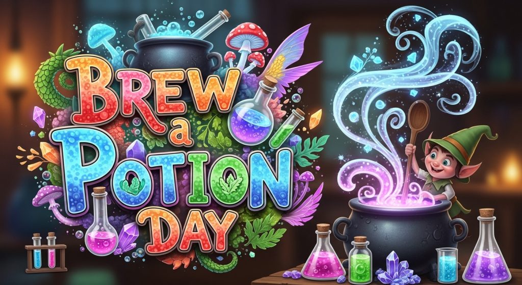 Brew a Potion Day Celebration: Whimsical Magic, Elf, Potions & Cauldron Art - Feature Image Jan 266