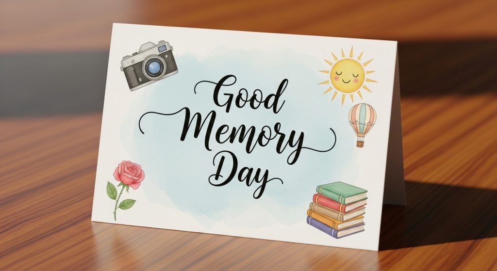Illustrated Celebration Card for Good Memory Day on Wood - Feature Image Jan 270