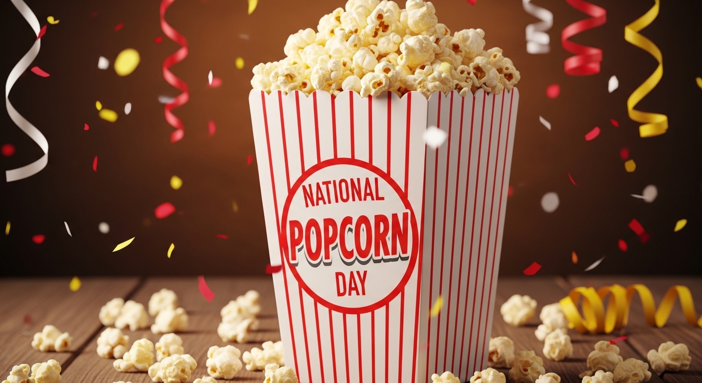 Crispy Popcorn Bucket for National Popcorn Day Amidst Festive Confetti - Feature Image Jan 272