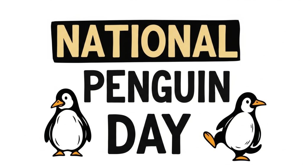 National Penguin Day Event Graphic with Cartoon Penguins. Vector Celebration Design. - Feature Image Jan 282