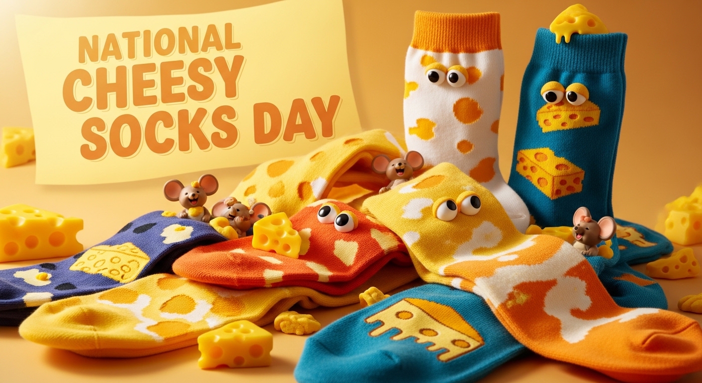 National Cheesy Socks Day: Playful Footwear, Cheese Patterns & Whimsical Mouse Figurines - Feature Image Jan 294