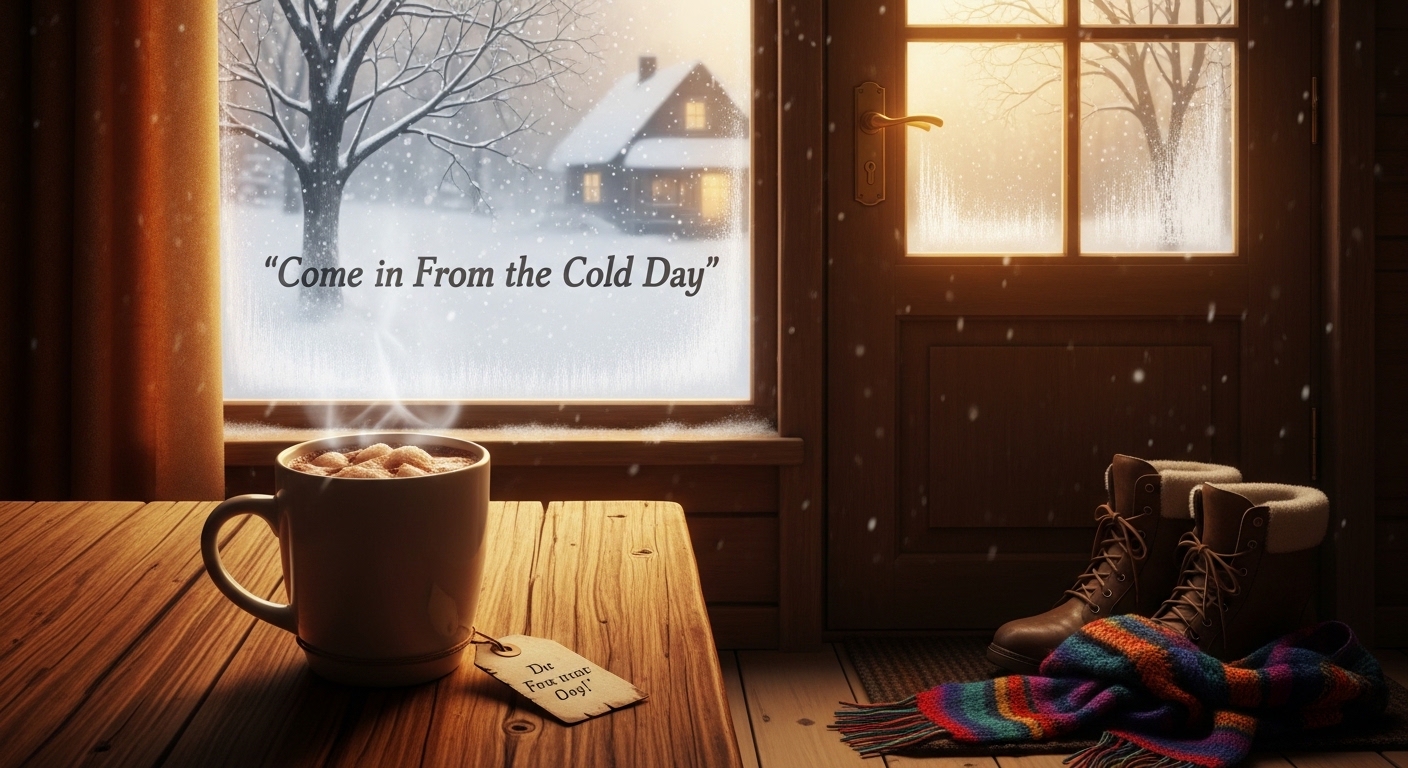 Cozy Winter Home: Hot Chocolate by Snowy Window, Boots & Scarf Entryway - Feature Image Jan 307