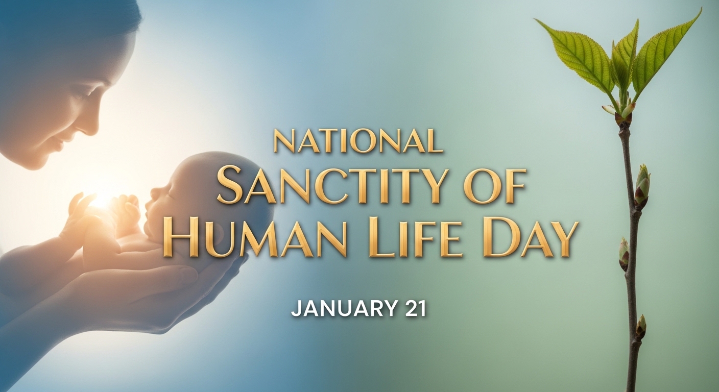 National Sanctity of Human Life Day. Mother with Newborn and Sprouting Plant. - Feature Image Jan 312