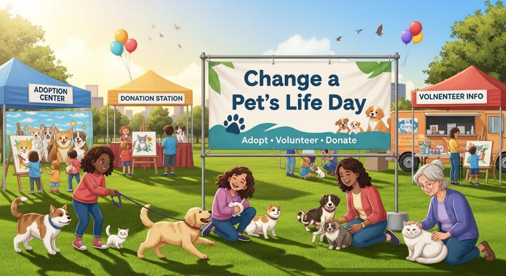 Joyful Pet Adoption & Welfare Festival in a Sunny Park with Happy Families & Companion Animals - Feature Image Jan 326