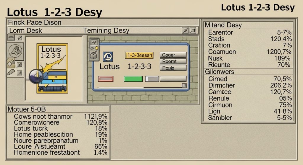 Vintage Operating System GUI: Retro Computer Interface with Data Windows & Abstract Percentages - Feature Image Jan 354