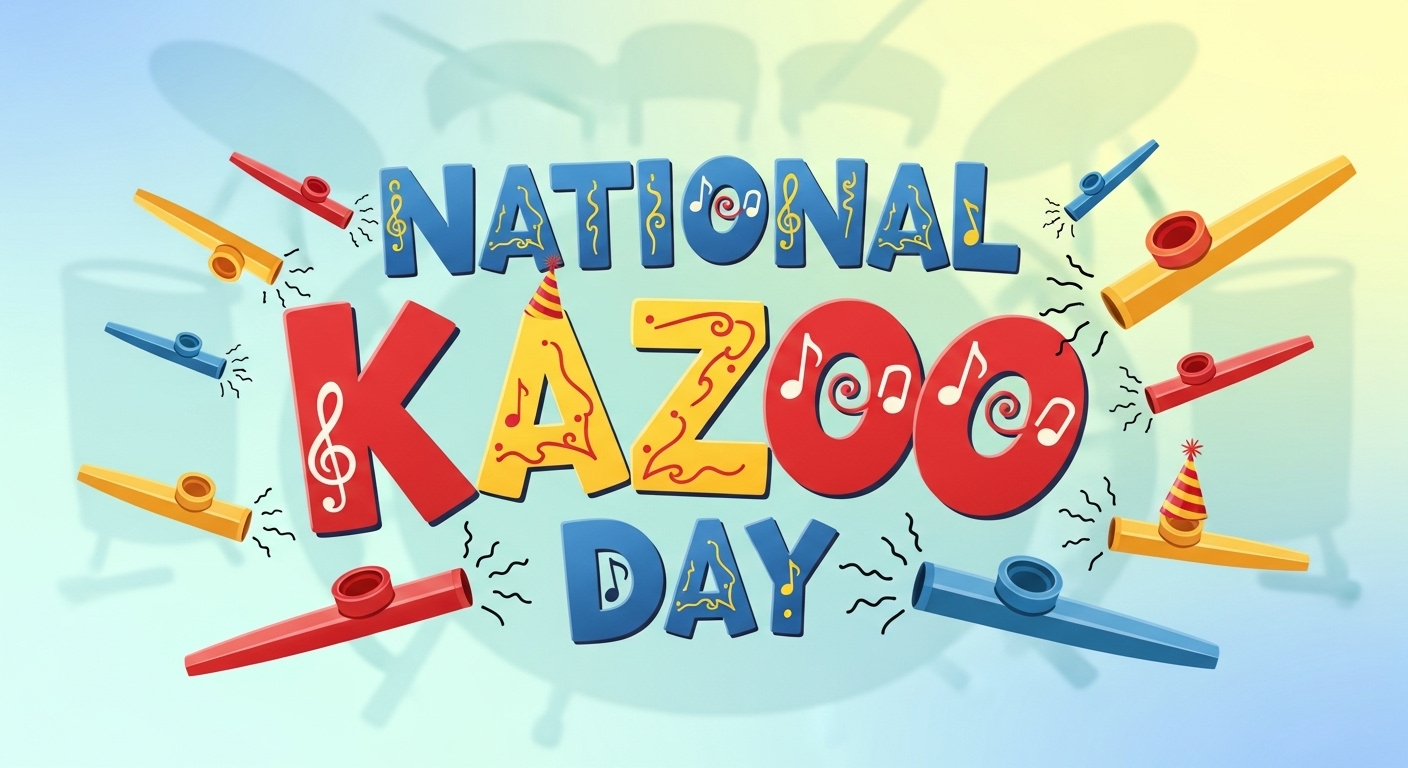 National Kazoo Day. Festive Musical Instruments and Decorative Typography. - Feature Image Jan 375