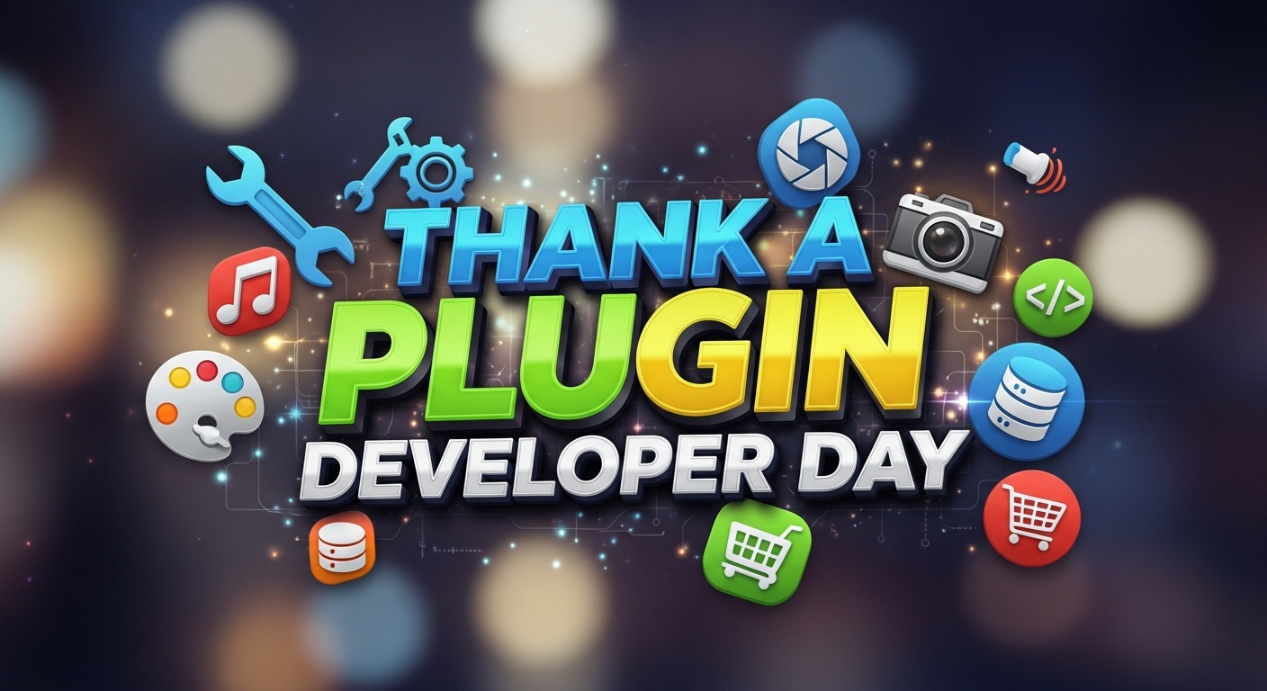 Plugin Developer Day Banner with Various App & Tool Icons - Feature Image Jan 379