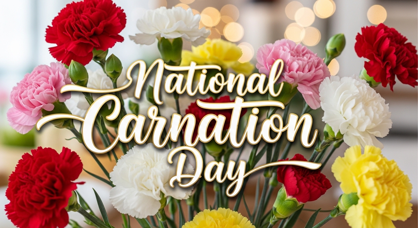 National Carnation Day Celebration with Vibrant Colorful Flowers and Festive Bokeh - Feature Image Jan 382