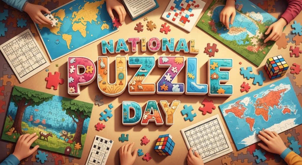 National Puzzle Day Activities: Kids Solving Jigsaw Puzzles, World Maps & Brain Games - Feature Image Jan 384