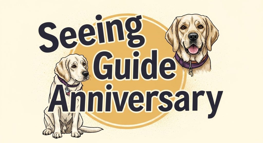 Seeing Guide Dogs Anniversary Graphic with Illustrated Canines - Feature Image Jan 386