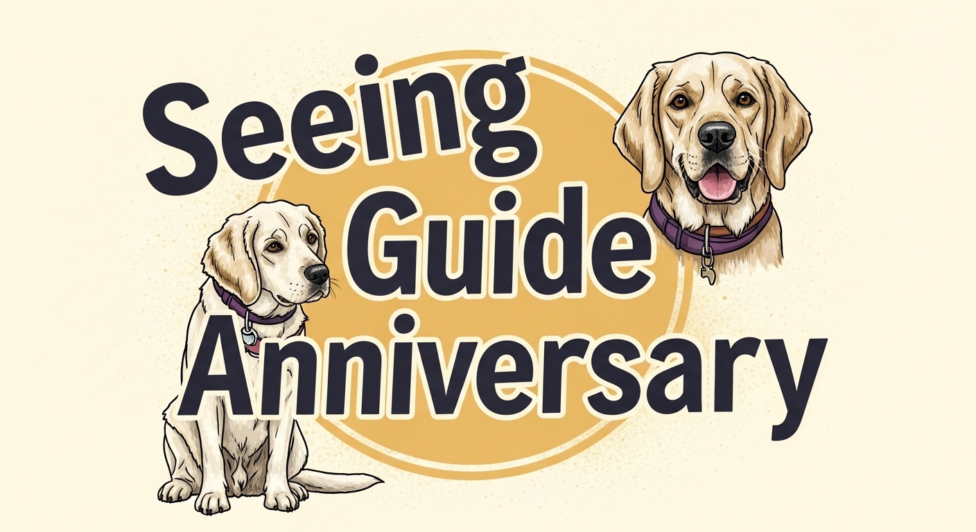 Seeing Guide Dogs Anniversary Graphic with Illustrated Canines - Feature Image Jan 386