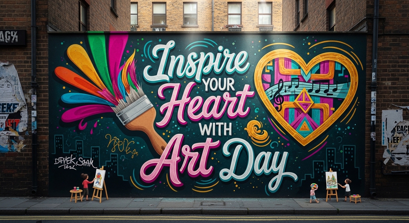 Vibrant Street Art Mural: Inspire Your Heart With Art Day, Paintbrush, Music & Child Painters - Feature Image Jan 400