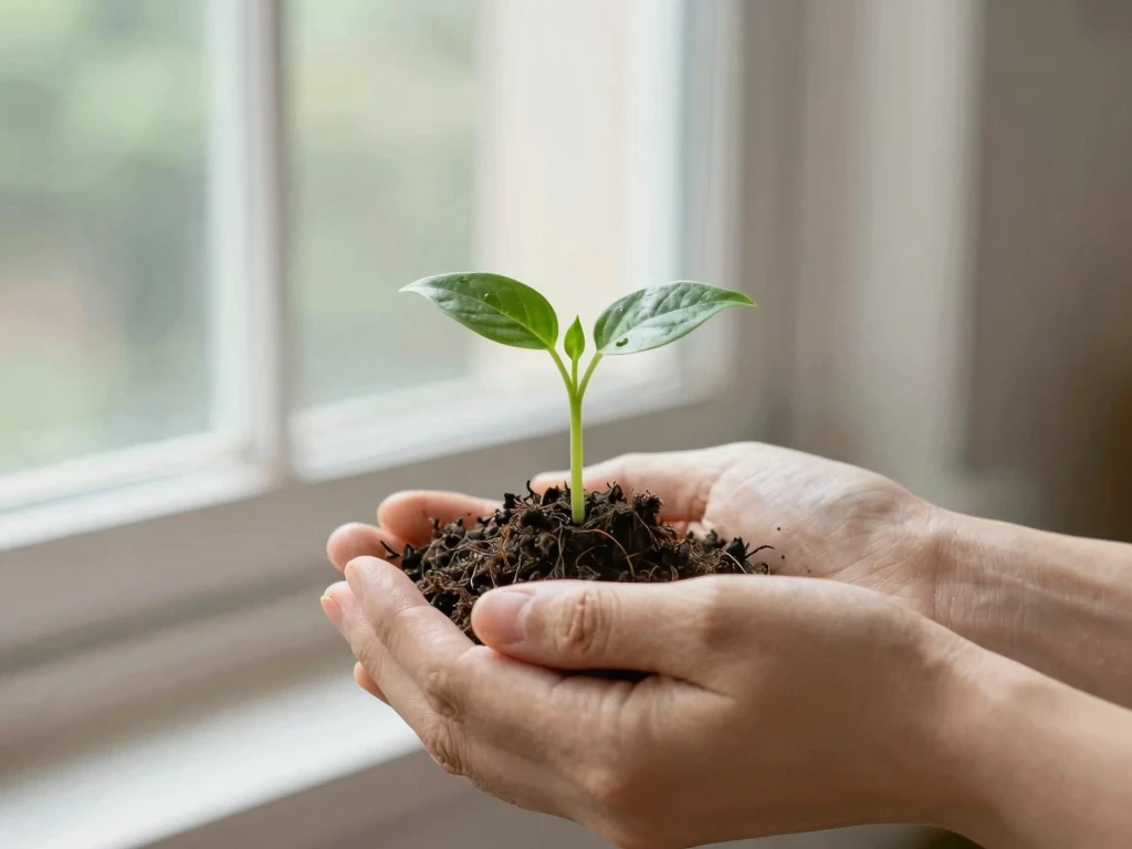 Person's Hands Gently Cup a Small Green Sprout Growing in Earth, Symbolizing New Beginnings - Feature Image Jan 43