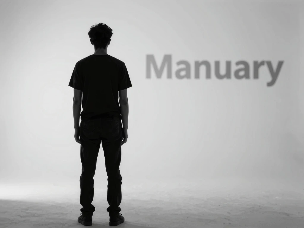 Man facing "Manuary" text on wall. New year, resolutions, and beginnings concept. - Feature Image Jan 44