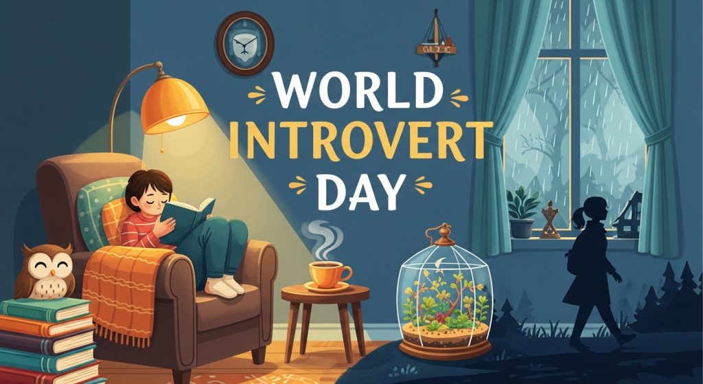 World Introvert Day. Cozy indoor scene with person reading, coffee, and rainy window. - Feature Image Jan 96