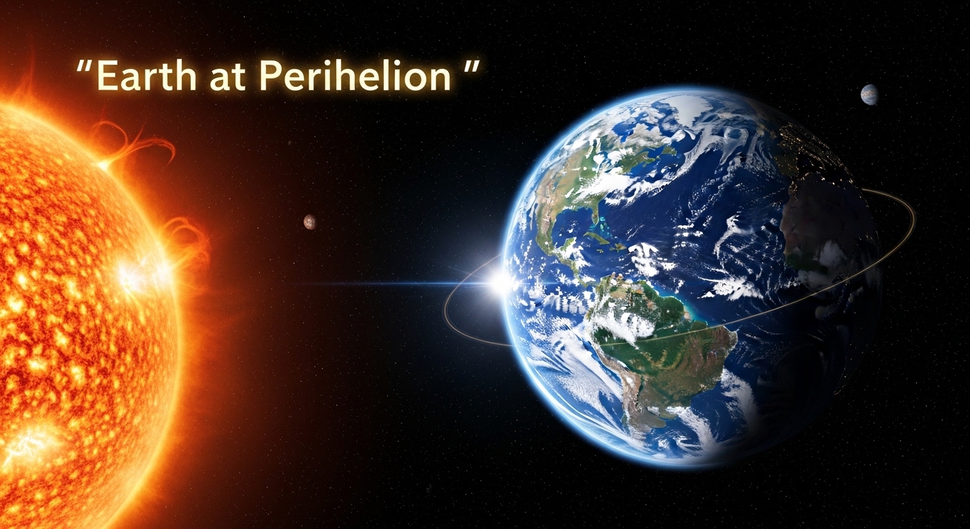 Planet Earth Orbiting Sun at Perihelion - Solar System Perspective - Feature Image Jan 98