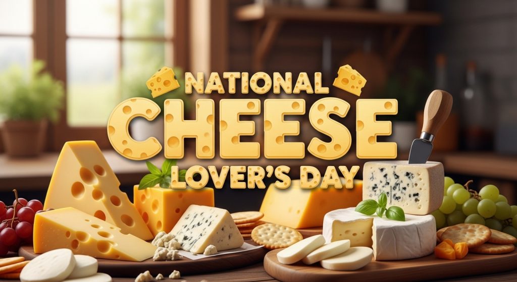 National Cheese Lover's Day Gourmet Selection with Various Cheeses & Appetizers - Feature Image Jan279