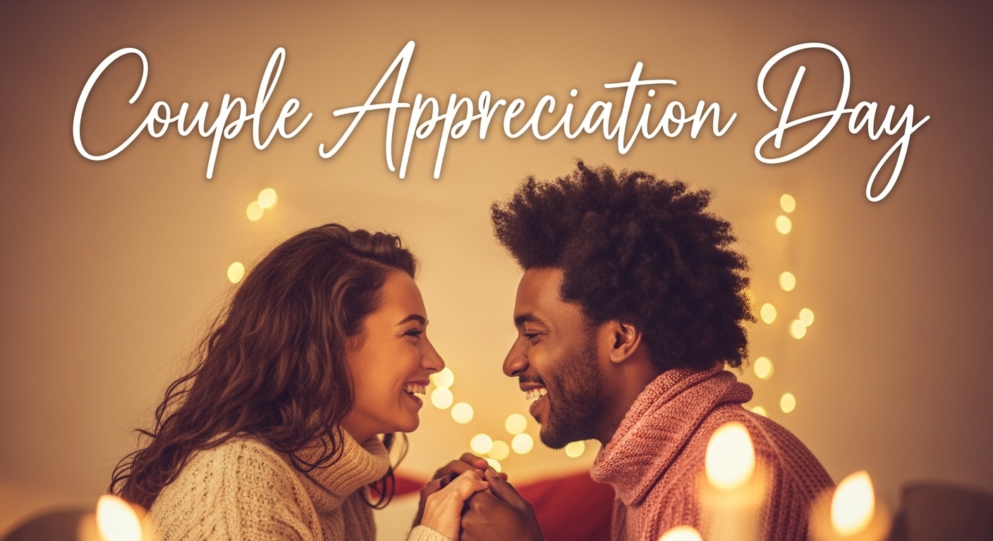 Couple Appreciation Day Greeting with Happy Diverse Pair in Warm Setting - Feature Image May 04