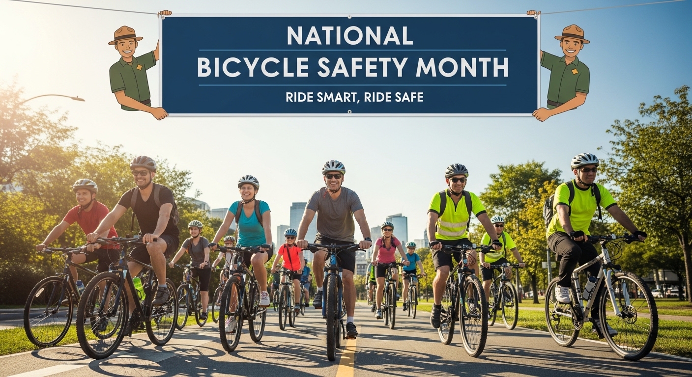 National Bicycle Safety Month: Diverse Group Cycling for Awareness and Healthy Living - Feature Image May 100