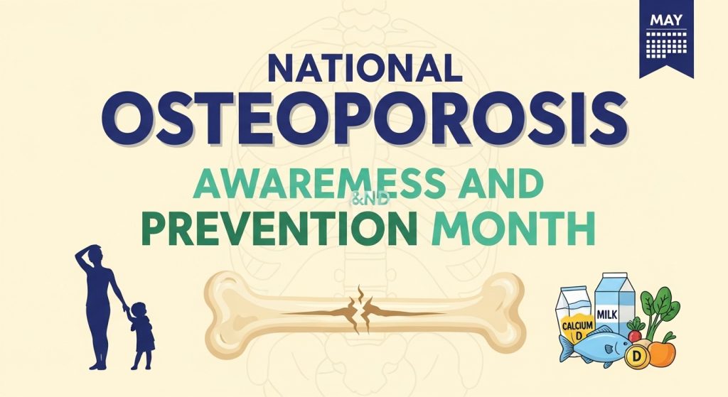 National Osteoporosis Awareness Month Banner with Bone Health, Calcium & Vitamin D - Feature Image May 113