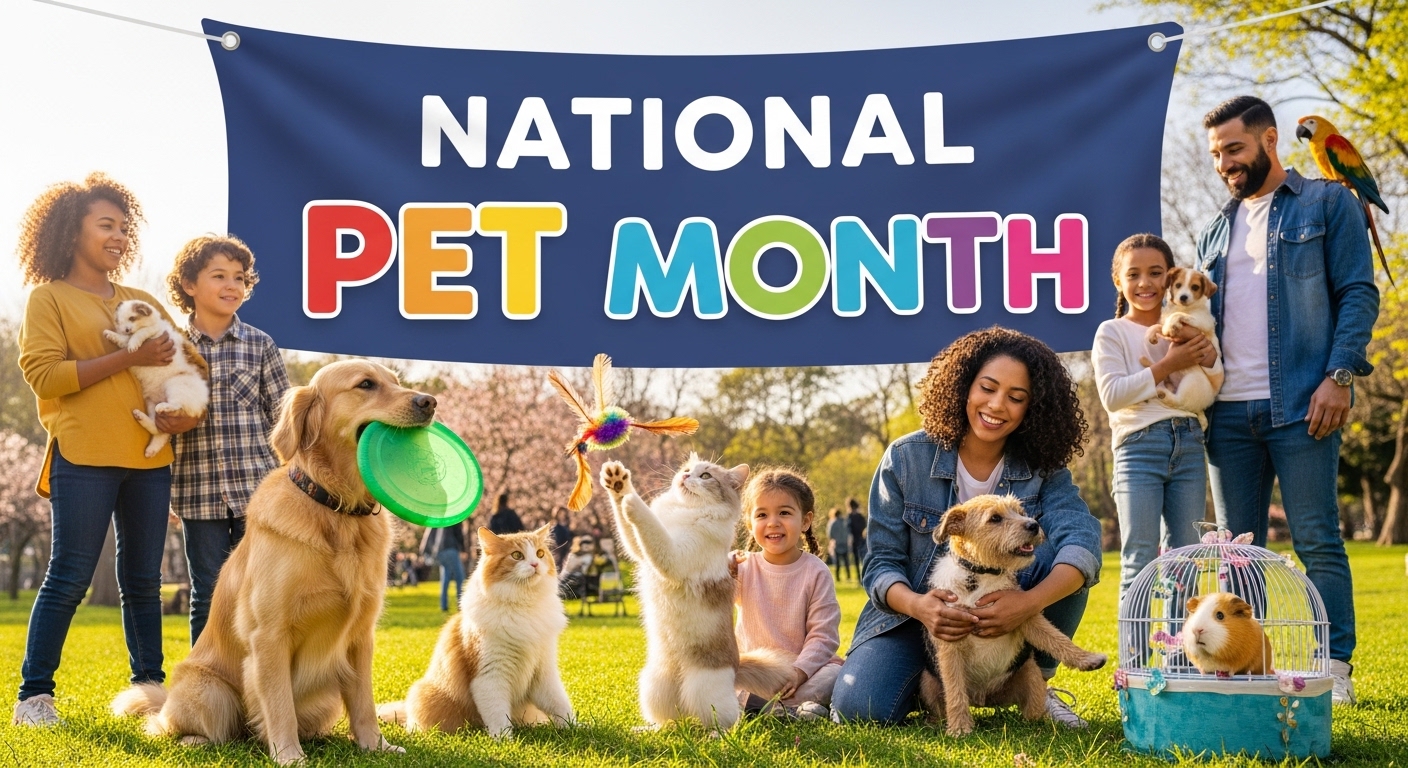 National Pet Month Celebration: Diverse Families Enjoying Park Activities with Happy Pets - Feature Image May 114