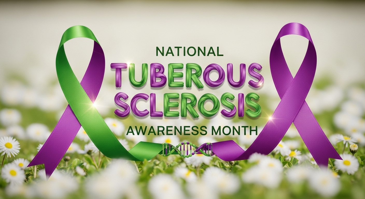Tuberous Sclerosis Awareness Month: National Health Campaign, Green & Purple Ribbon, DNA - Feature Image May 131