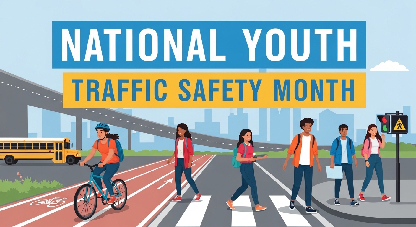 National Youth Traffic Safety Month. Young People Cycling & Walking on Urban Roads. - Feature Image May 133