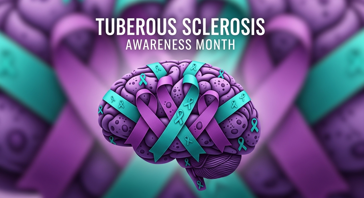Tuberous Sclerosis Awareness Month Brain and Ribbons - Feature Image May 145