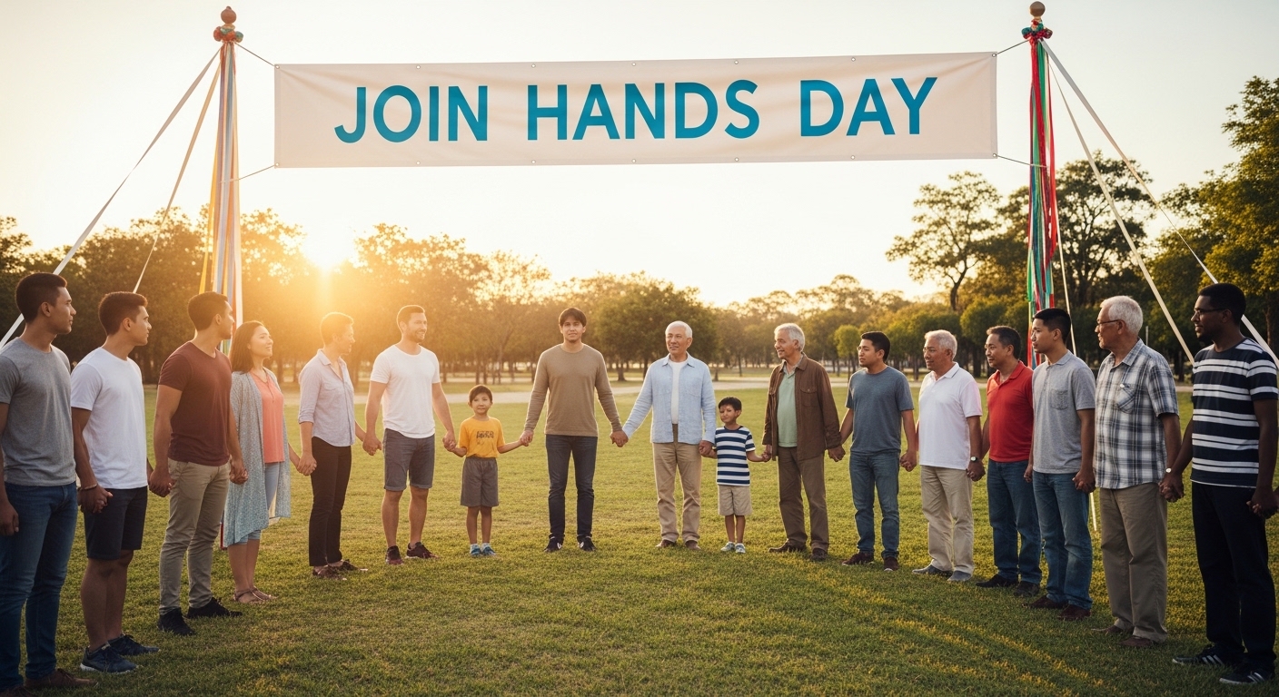 Diverse Community Holding Hands at 'Join Hands Day' Celebration Outdoors - Feature Image May 157