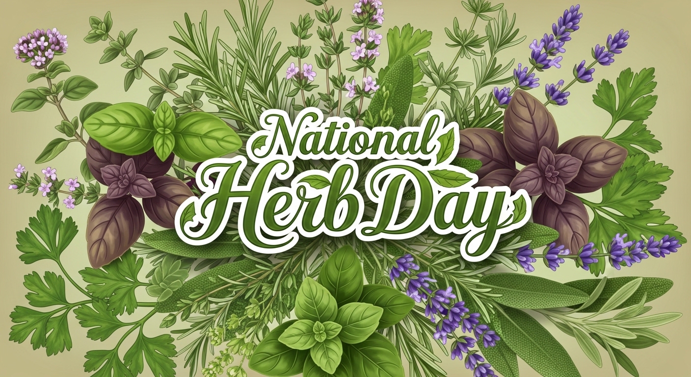 National Herb Day Illustration with Fresh Culinary and Aromatic Plants - Feature Image May 164