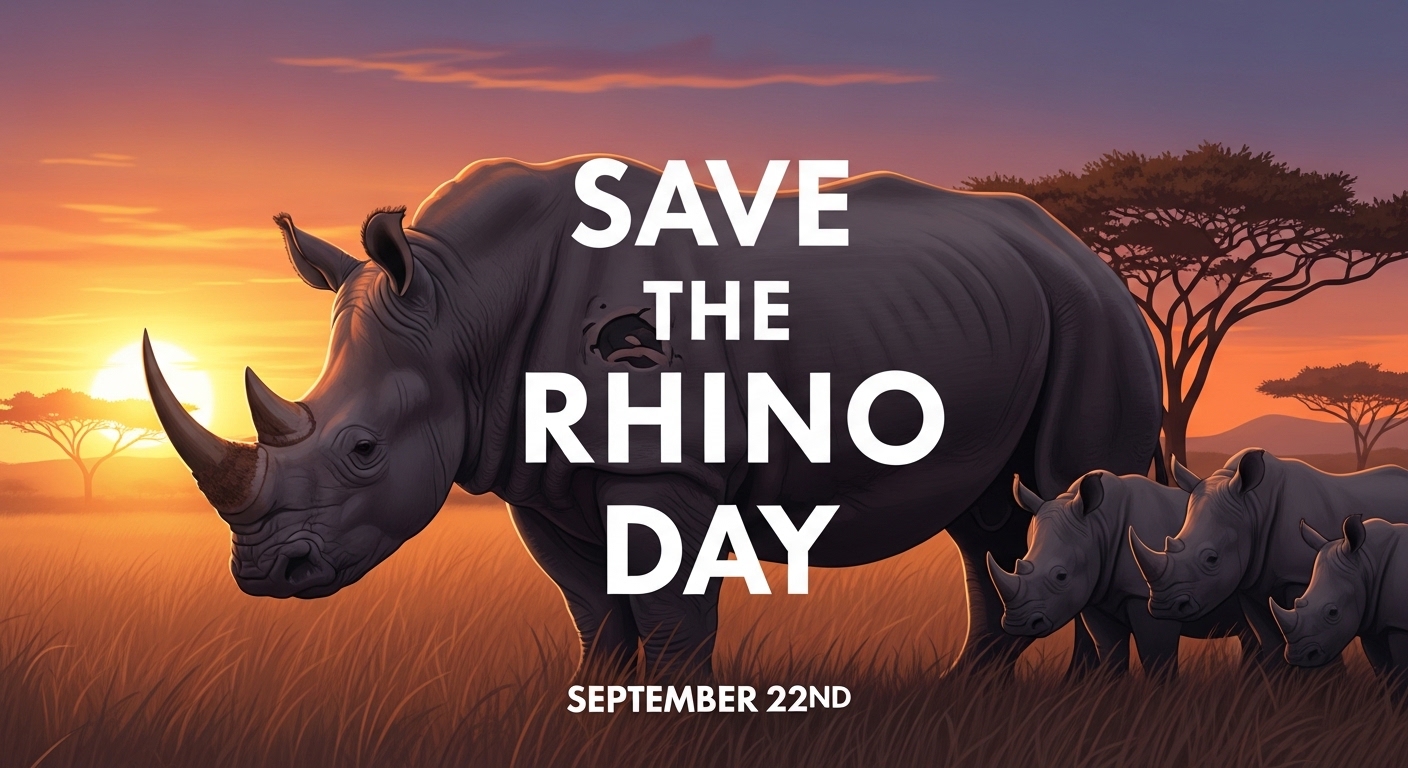 September 22nd Save The Rhino Day, Rhinoceros Family at Sunset - Feature Image May 28