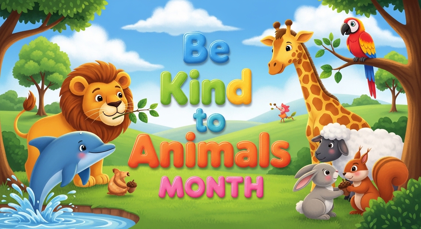 Be Kind to Animals Month: Educational Cartoon Wildlife Scene for Compassion - Feature Image May 39