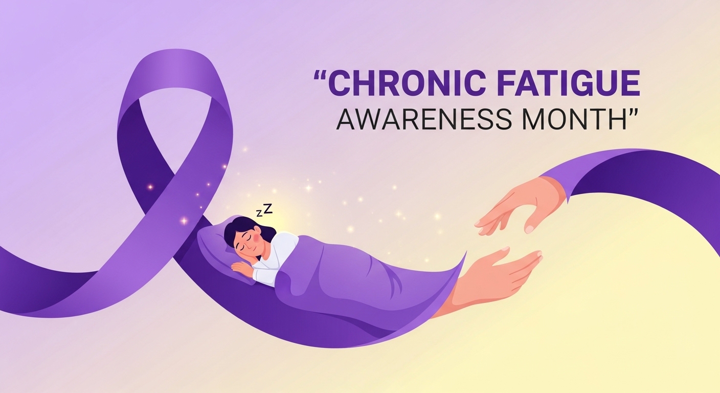 Chronic Fatigue Awareness Month: Sleeping Person and Support Ribbon - Feature Image May 49