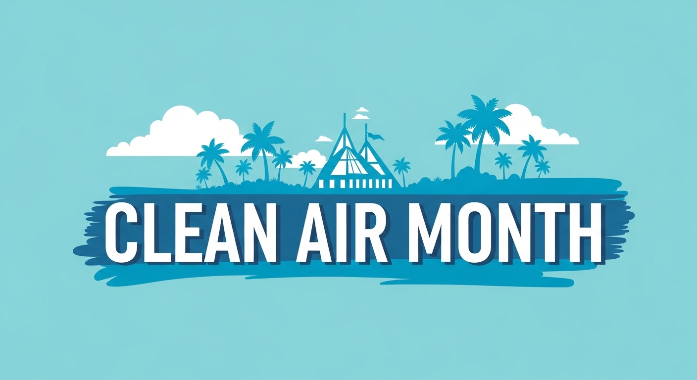 Clean Air Month Vector Illustration. Environmental Ecology Campaign, Nature Awareness. Tropical Theme Design. - Feature Image May 50