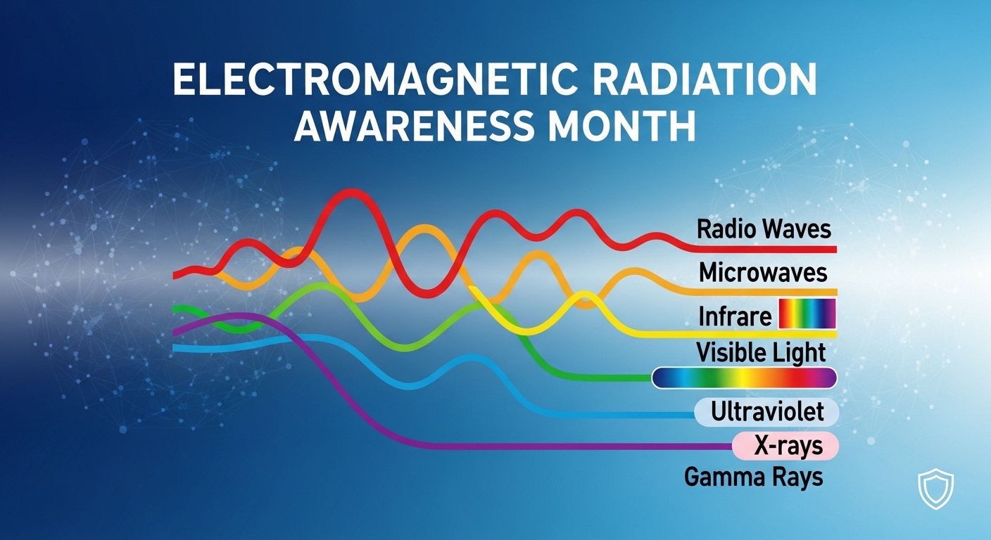 Electromagnetic Radiation Spectrum Waves Diagram. Science Education & Awareness Month Concept. - Feature Image May 57
