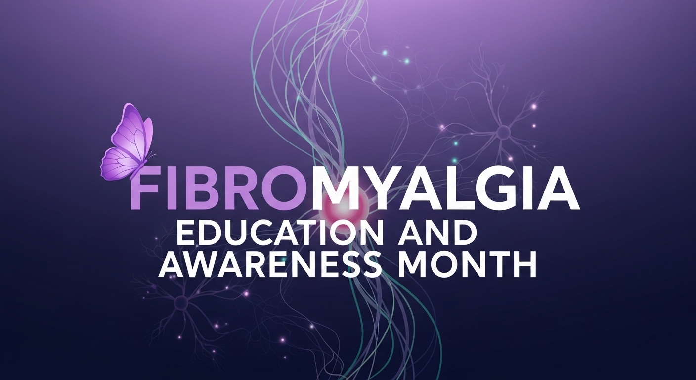 Fibromyalgia Education & Awareness Month. Medical concept with purple butterfly and neurons. - Feature Image May 59